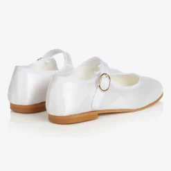 Girls White Satin Mary Jane Pumps