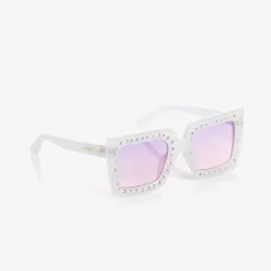 Girls White Square Sunglasses (UV400)