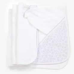 Girls White Summer Gardens Hooded Towel & Mitt Set