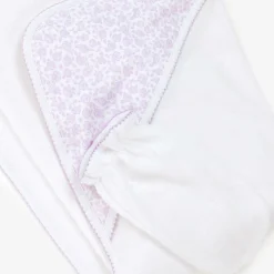 Girls White Summer Gardens Hooded Towel & Mitt Set