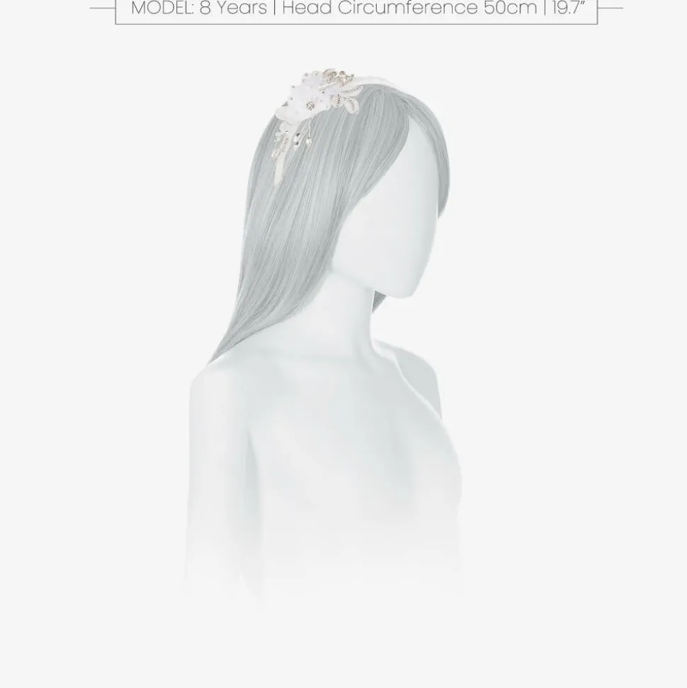 Girls White Tulle Flower Hairband