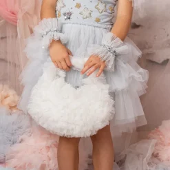 Girls White Tulle Handbag (28cm)
