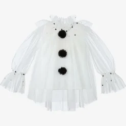 Girls White Tulle Harlequin Top