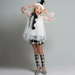 Girls White Tulle Harlequin Top