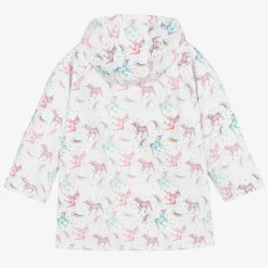 Girls White Unicorn Print Raincoat