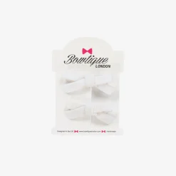 Girls White Velvet Bow Hair Clips (2 Pack)