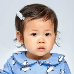 Girls White Velvet Bow Hair Clips (2 Pack)