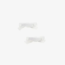Girls White Velvet Bow Hair Clips (2 Pack)