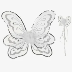 Girls White Wings & Wand Dressing-Up Set