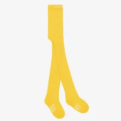 Girls Yellow Cotton Knitted Tights