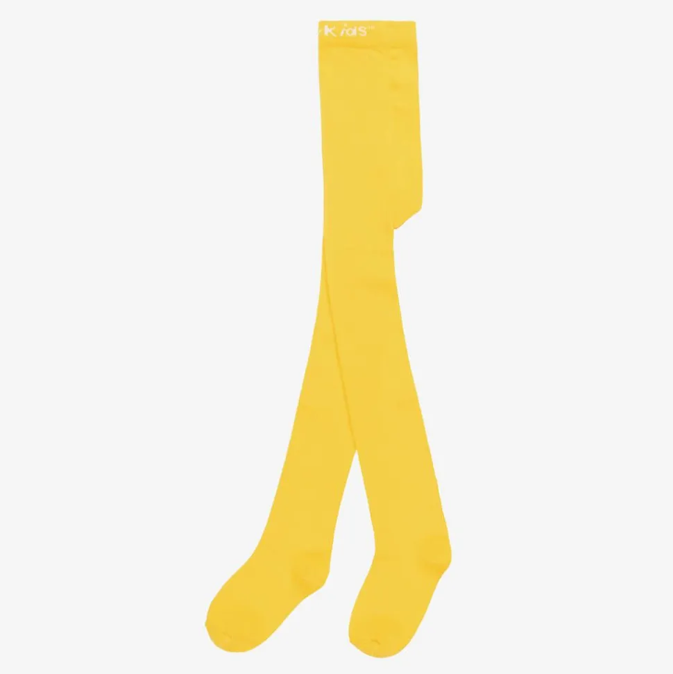 Girls Yellow Cotton Knitted Tights