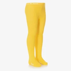 Girls Yellow Cotton Knitted Tights