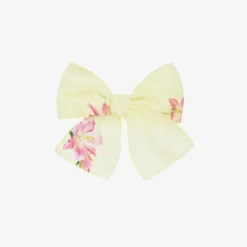 Girls Yellow Floral Cotton Hair Clip (16cm)