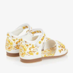 Girls Yellow Leather Majolica Sandals