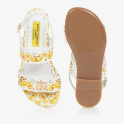 Girls Yellow Leather Majolica Sandals