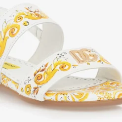 Girls Yellow Leather Majolica Sandals