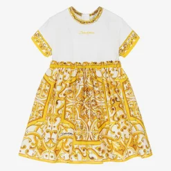 Girls Yellow Majolica Cotton Dress