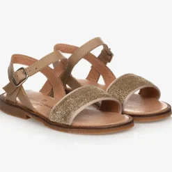 Gold Glitter Leather Sandals