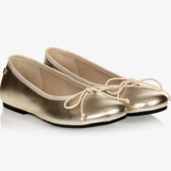 Gold Leather Ballerina Flats