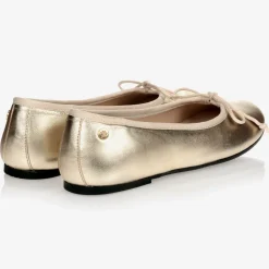 Gold Leather Ballerina Flats