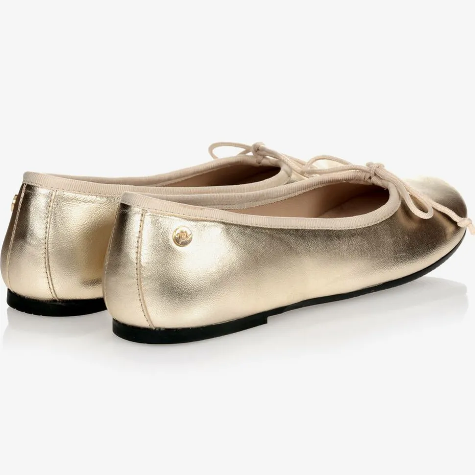 Gold Leather Ballerina Flats