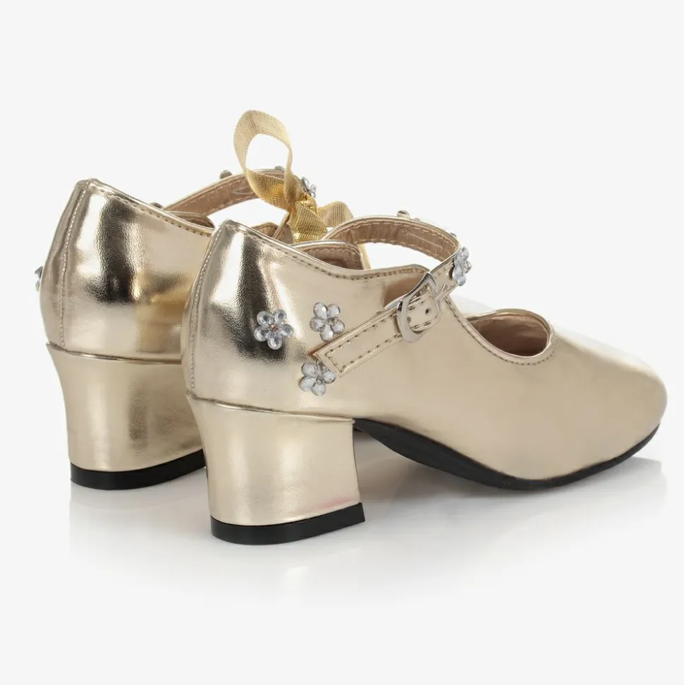 Gold Metallic Bar Shoes