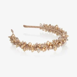 Gold Pearl & Crystal Hairband