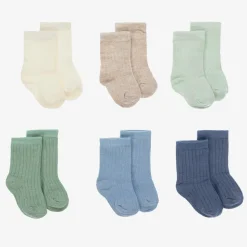 Green & Blue Cotton Baby Socks (6 Pack)