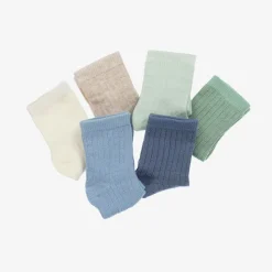 Green & Blue Cotton Baby Socks (6 Pack)