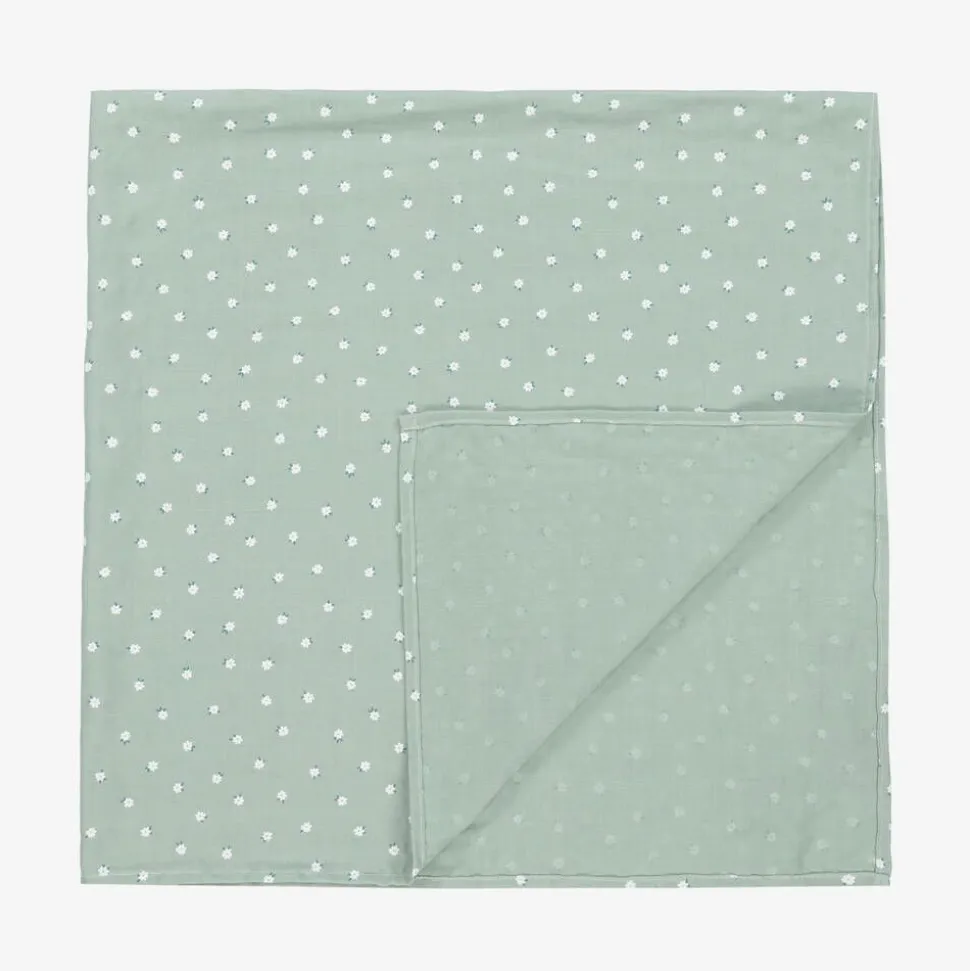 Green Cotton Floral Swaddle (114cm)