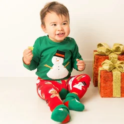 Green Festive Snowman Cotton Top