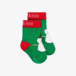 Green Festive Snowman Socks