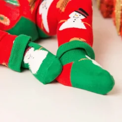 Green Festive Snowman Socks
