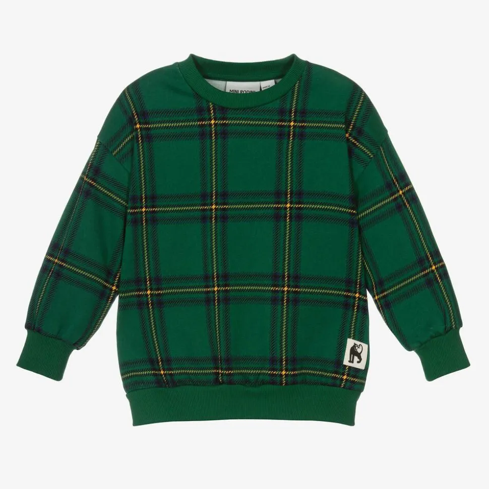 Green Organic Cotton Checked Sweatshirt