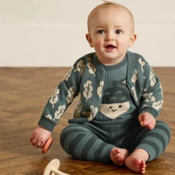 Green Stripe Cotton & Cashmere Knit Leggings