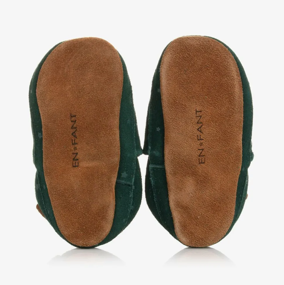 Green Suede Star Slippers