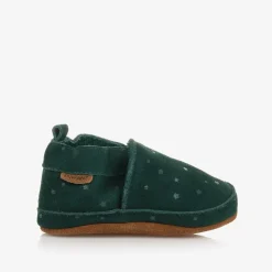 Green Suede Star Slippers
