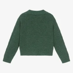 Green Wool Cable Knit Cardigan