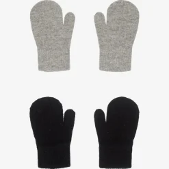 Grey & Black Knitted Mittens (2 Pack)