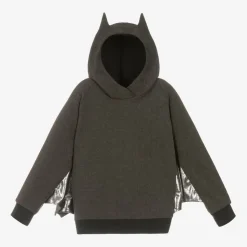 Grey & Silver Cotton Bat Hoodie