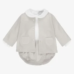 Grey & White Shorts Set