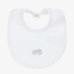 Grey & White Pima Cotton Baby Sheep Bib