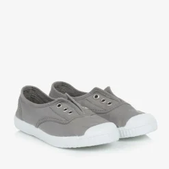 Grey Canvas Slip-On Trainers