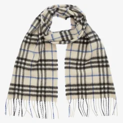 Grey Check Cashmere Scarf (130cm)