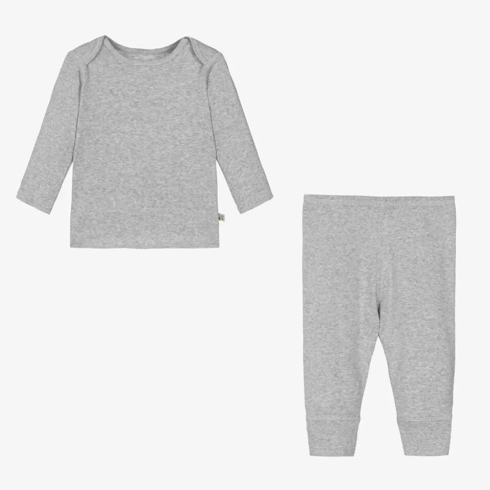 Grey Cotton Baby Leggings Set