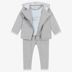 Grey Cotton Baby Trouser Set