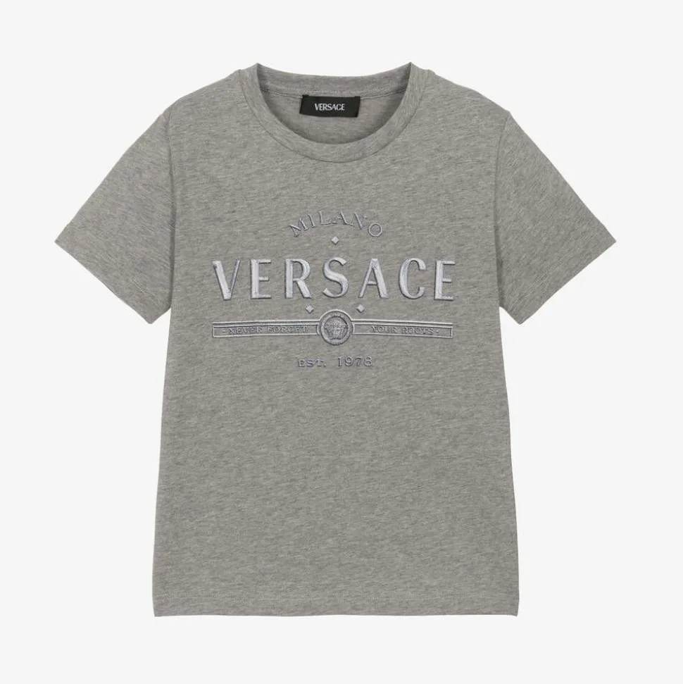 Grey Cotton Logo T-Shirt