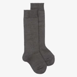 Grey Knee High Wool Socks