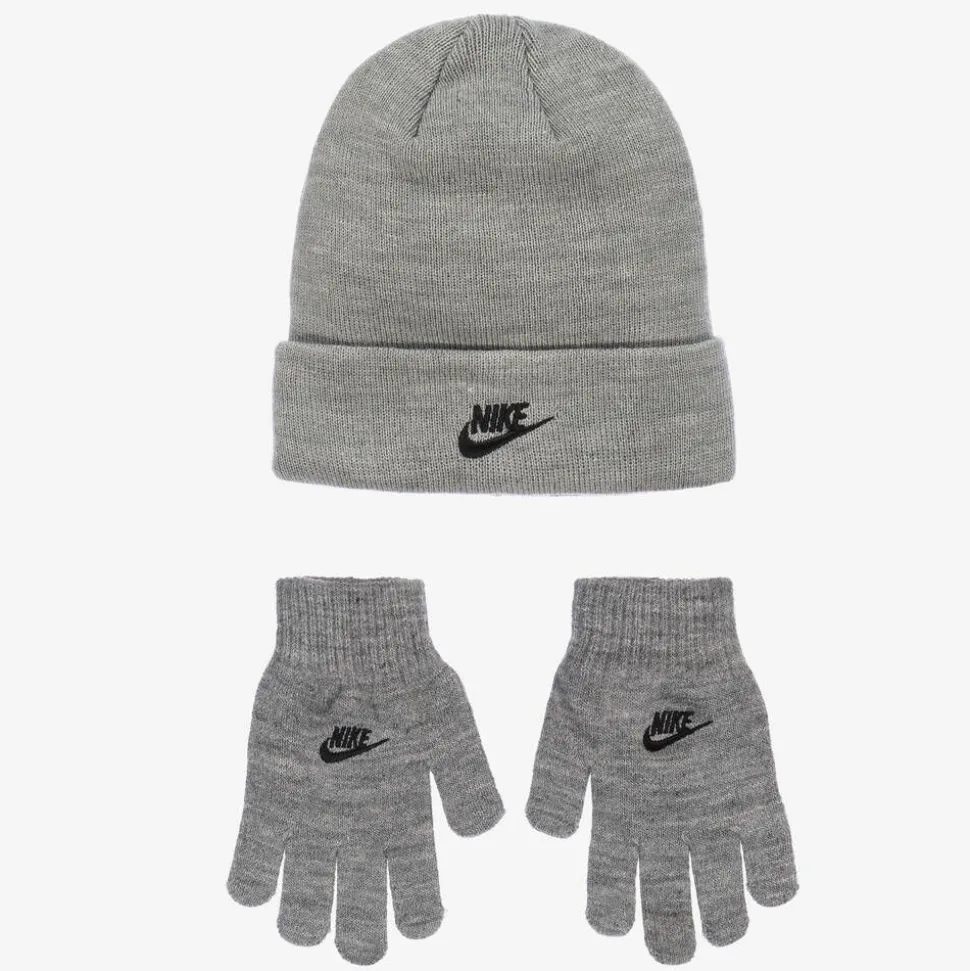 Grey Knitted Hat Set