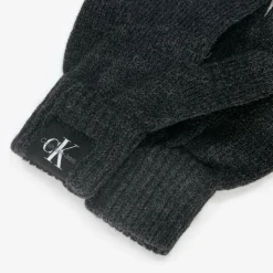 Grey Knitted Monogram Logo Gloves